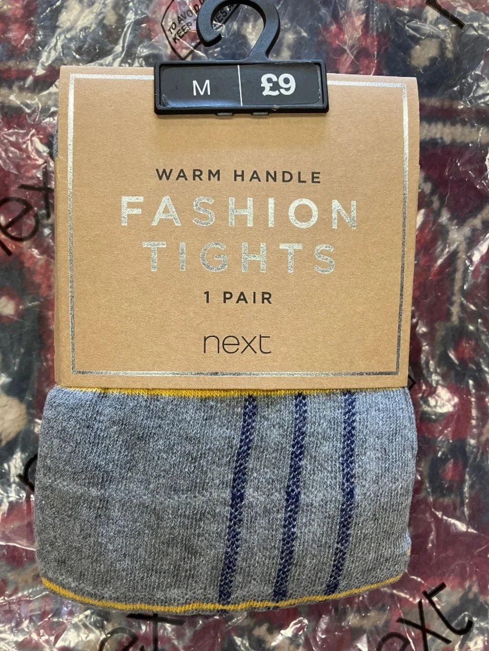NEW Thick Tights from Next UK - Size Medium - Grey, Blue & Yellow